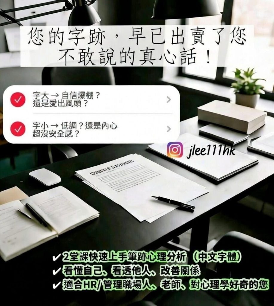 您的字跡，早已出賣了您不敢說的真心話！筆跡心理分析(中文字體) 2026